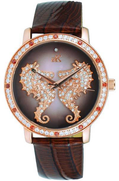 Adee Kaye Seahorsee Collection Crystal Accents Brown Dial Quartz AK2002-LRG Women\'s Watch