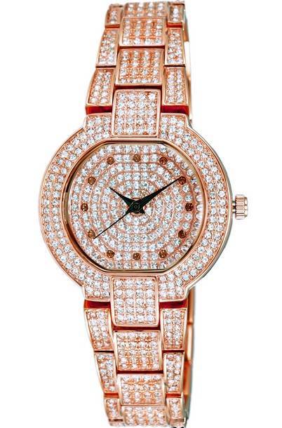 Adee Kaye Astonish Collection Crystal Accents Rose Gold Dial Quartz AK2005-LRG Women\'s Watch