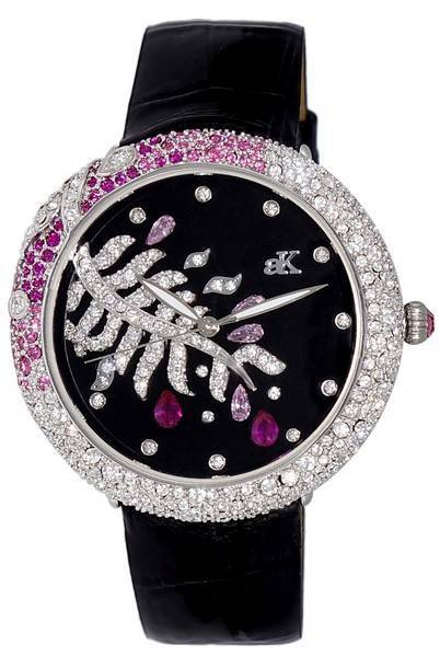 Adee Kaye Majestic Collection Crystal Accents Black Dial Quartz AK2118-L Women\'s Watch