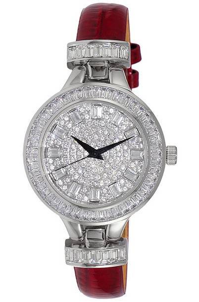 Relógio feminino Adee Kaye Mondo G-3 Collection com detalhes em cristal pedra austríaca mostrador quartzo AK2522-L