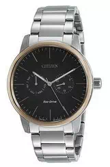 Relógio masculino Citizen Black Dial de aço inoxidável de quartzo AO9044-51E
