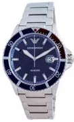 Relógio masculino Emporio Armani com mostrador azul em aço inoxidável quartzo AR11339 100M