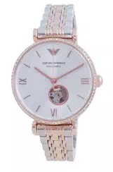 Emporio Armani Gianni T-Bar Open Heart Two Tone Stainless Steel Automatic AR60019 Unisex Watch