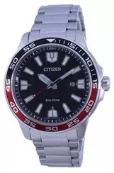 Relógio masculino Citizen Black Dial de aço inoxidável Eco-Drive AW1527-86E 100M