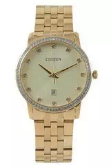 Relógio feminino Citizen Crystal com detalhes em tom dourado em aço inoxidável quartzo BI5033-53P