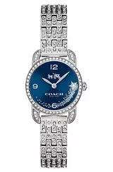 Relógio feminino Coach Delancey mostrador azul cristal com detalhes em quartzo 14502669