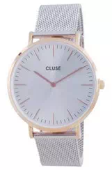Relógio feminino Cluse La Boheme rosa tom ouro em aço inoxidável CW0101201006