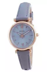 Fossil Carlie Mini Grey dial Leather ควอตซ์ ES5068 Women's Watch