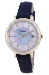 Fossil Jacqueline Mother-Of-Pearl Dial Leather Strap Solar ES5093 Women's Watch