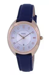 Fossil Gabby Cristal Acentos Mostrador Branco Pulseira de Couro Quartz ES5116 Relógio Feminino