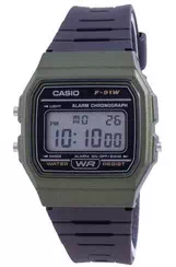 นาฬิกาข้อมือผู้ชาย Casio Classic Daily Alarm F-91WM-3A F91WM-3A
