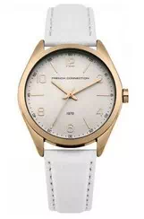 Relógio feminino FCUK com mostrador branco em couro quartzo FC1304WRG