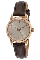 French Connection Crystal Accents Leather Strap Quartz FCS1006T Women's Watch