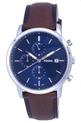 Fossil Minimalist Chronograph Leather Blue Dial Quartz FS5850 Men's Watch