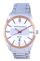 Relógio masculino independente de aço inoxidável com mostrador branco quartzo IB5-331-11.G 100M