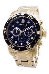 Invicta Pro-Diver Chronograph Gold Tone 200M 0072 Men's Watch