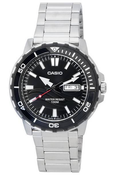 Casio Enticer Standard Analog Black Dial Quartz MTD-125D-1A1 MTD125D-1A1 100M Men's Watch
