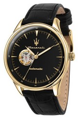 Maserati Tradizione Leather Strap สีดำ dial อัตโนมัติ R8821146001 100M Men's Watch