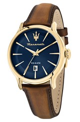 Maserati Epoca Blue Sunray Dial Leather Quartz R8851118014 100M Men's Watch