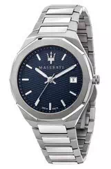Maserati Stile mostrador azul em aço inoxidável quartzo R8853142006 100M relógio masculino