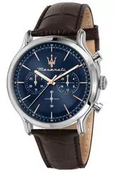 Maserati Epoca Chronograph blaues Zifferblatt Lederarmband Quarz R8871618014 100M Herrenuhr