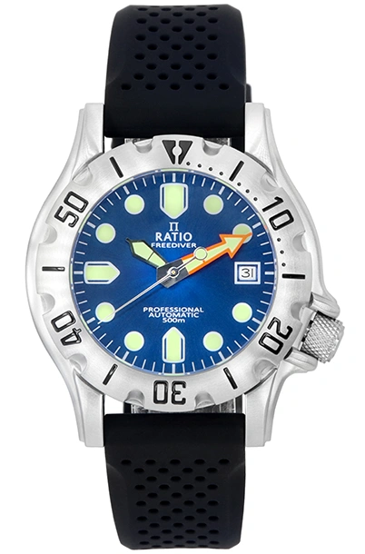 Ratio FreeDiver Professional Sapphire Blue Sunray Dial Automático RTF0013 500M Relógio Masculino