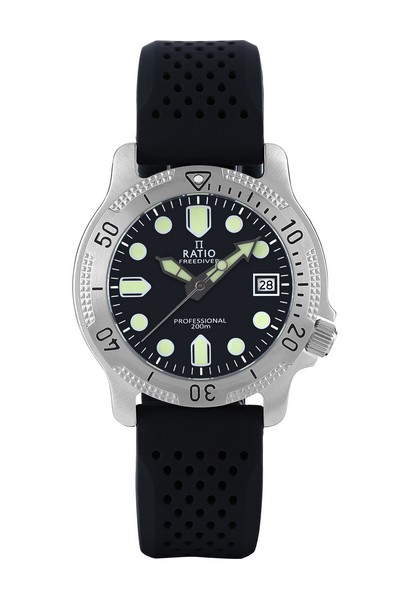 Relógio masculino Ratio FreeDiver safira preto mostrador quartzo RTF021 200M