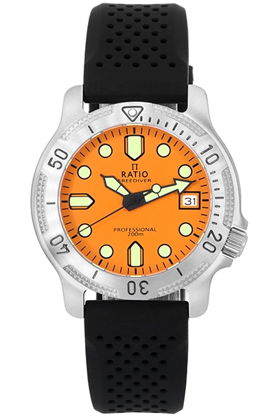 Ratio FreeDiver Professional Zafiro Esfera naranja Cuarzo RTF025 200M Reloj para hombre