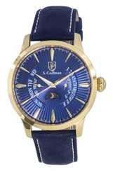 Relógio masculino S. Coifman couro azul mostrador quartzo SC0478
