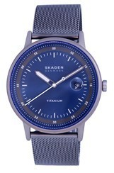 Skagen Henriksen Stainless Steel Mesh Blue Dial Quartz SKW6754 Men's Watch
