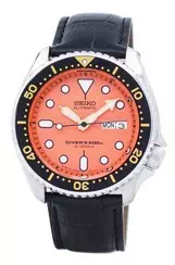 Seiko Automatic Diver's Black Leather SKX011J1-var-LS6 200M Men's Watch