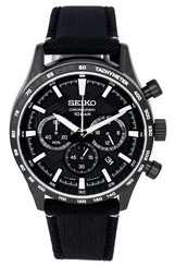 Seiko Urban Sports Chronograph Nylon Strap สีดำ dial ควอตซ์ SSB417 SSB417P1 SSB417P 100M นาฬิกาผู้ชาย