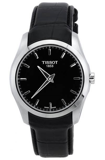 Tissot T-Classic Couturier Secret Date Mostrador preto Quartzo T035.446.16.051.00 T0354461605100 Relógio masculino 100M