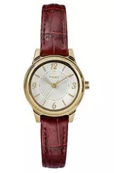 Timex Core Silver dial Leather Strap ควอตซ์ TW2R85800 นาฬิกาข้อมือผู้หญิง