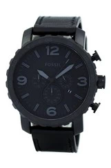 Relógio masculino Fossil Nate reformado com mostrador preto quartzo JR1354