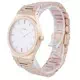 Relógio feminino Cluse Vigoureux H-Link com mostrador branco rosa tom ouro em aço inoxidável CW0101210001