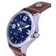 Invicta Aviator pulseira de couro azul mostrador quartzo 39185 100M relógio masculino