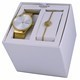 Skagen Freja ouro tom de aço inoxidável malha quartzo SKW1148 com presente conjunto relógio feminino