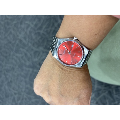 Casio Standard Analog Stainless Steel Red Dial Quartz MTP-B145D
